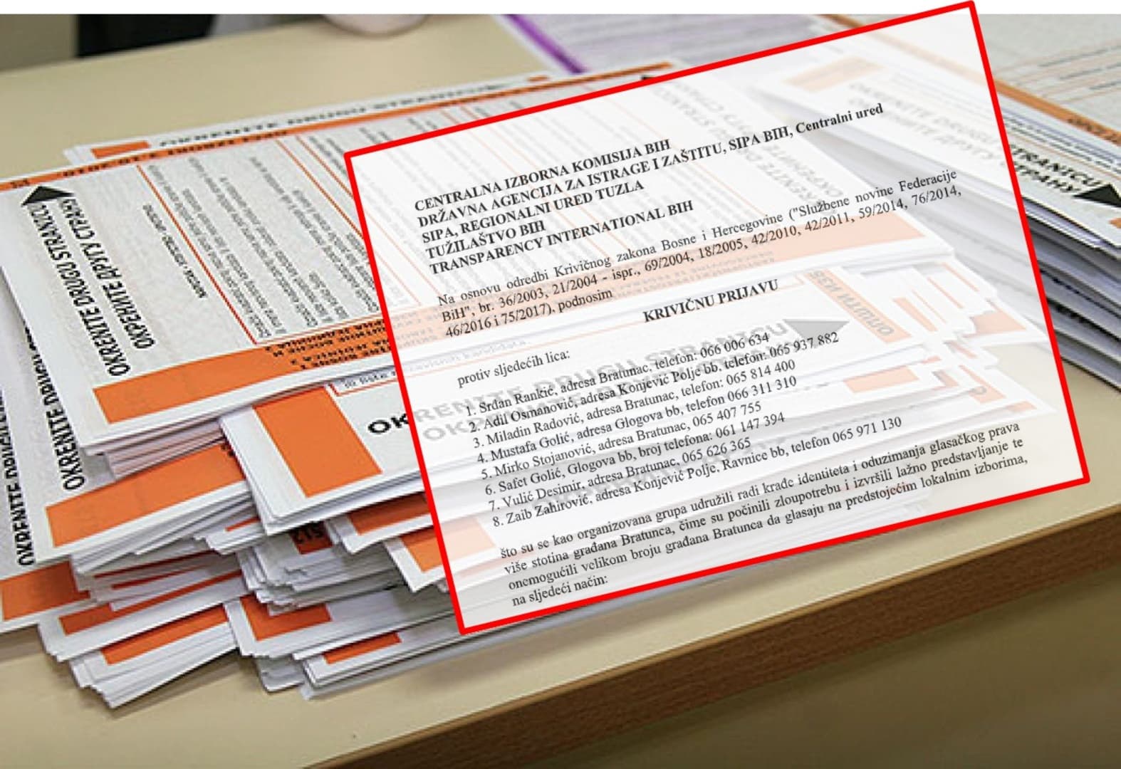 Saznajemo: Podnesena krivična prijava protiv osam osoba zbog izbornih prevara u Bratuncu - slika 1