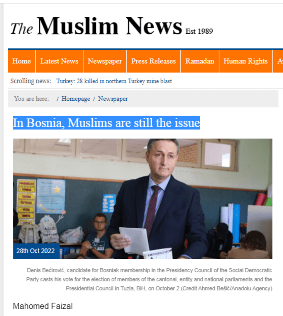 The Muslim Times: "U Bosni su i dalje problem muslimani" - slika 1