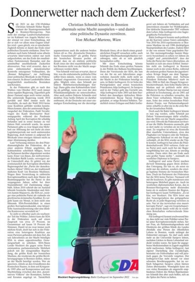 Martens: Schmidtova sljedeća fetva: Zabrana SDA... - slika 1