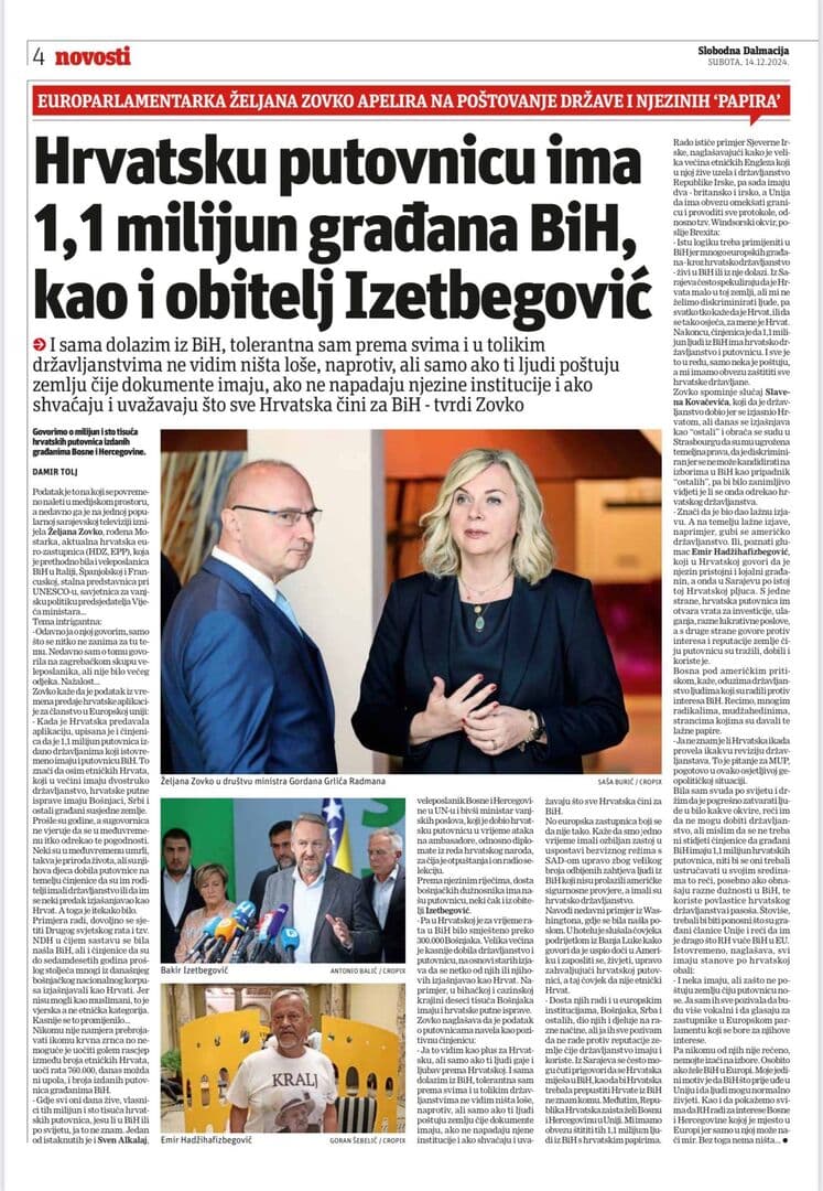 Zovko: Pasoše Hrvatske imaju i "članovi obitelji Izetbegović" - slika 1
