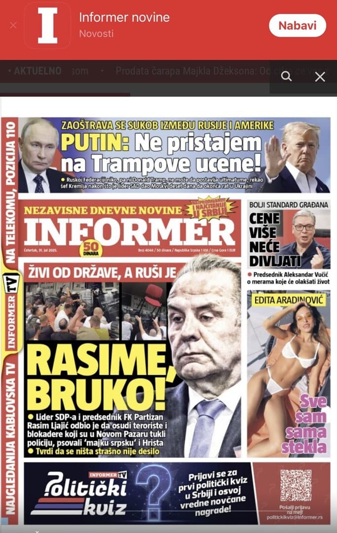 Vučićev Informer nacrtao metu Rasimu Ljajiću - slika 1