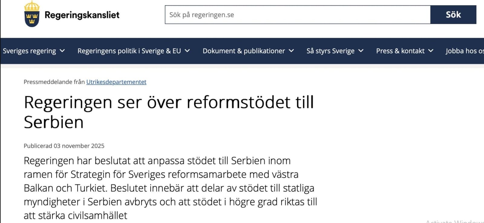Vlada Švedske uvodi sankcije Srbiji: Novac preusmjerava nevladinom sektoru! - slika 1