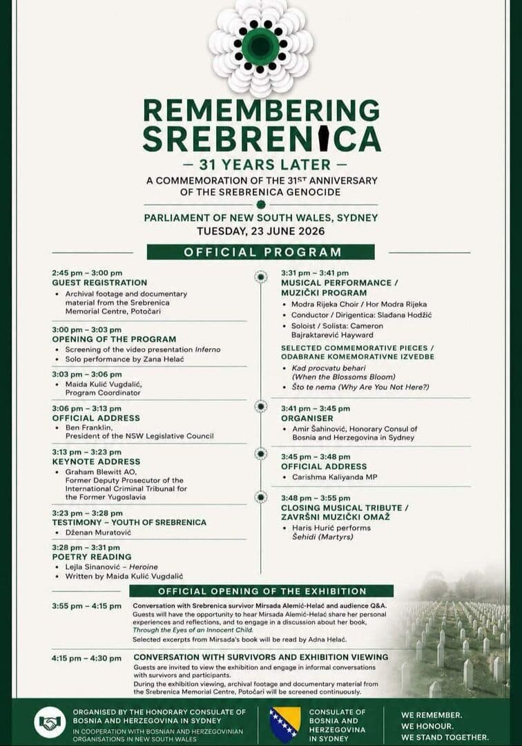 Sjećanje na Srebrenicu u Parlamentu Novog Južnog Velsa - slika 1