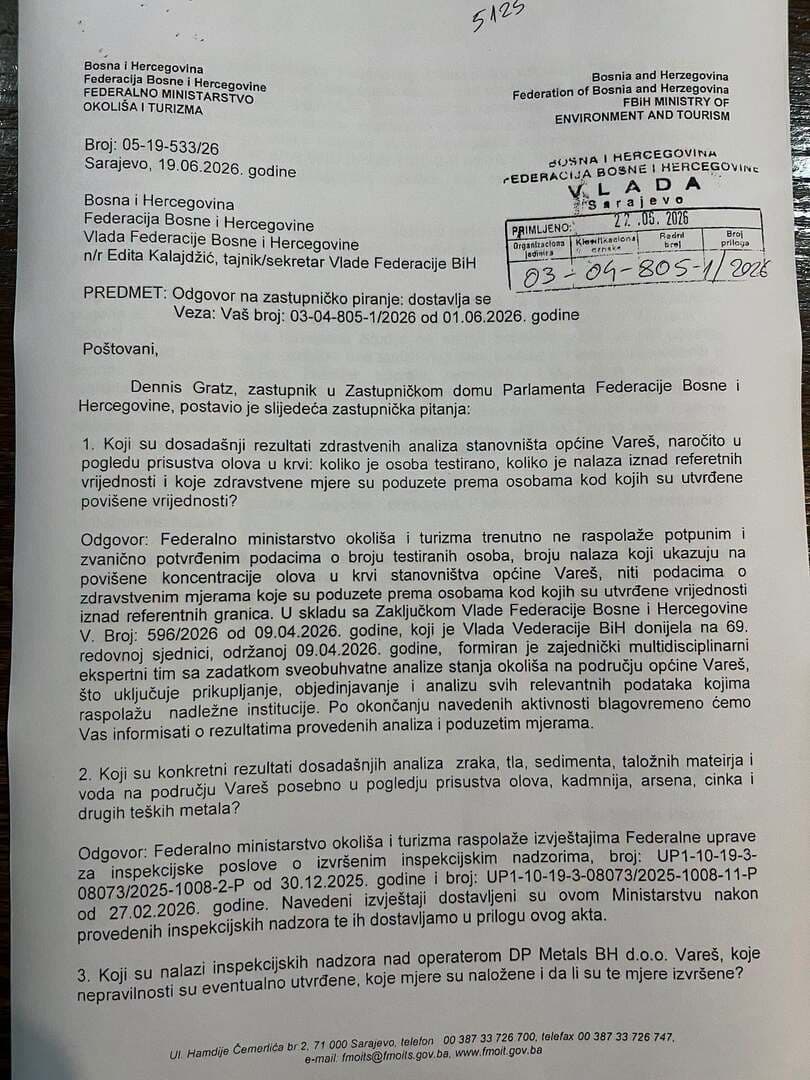Gratz upozorio na nalaze olova u krvi stanovnika Vareša: Institucije nemaju potpune podatke - slika 19