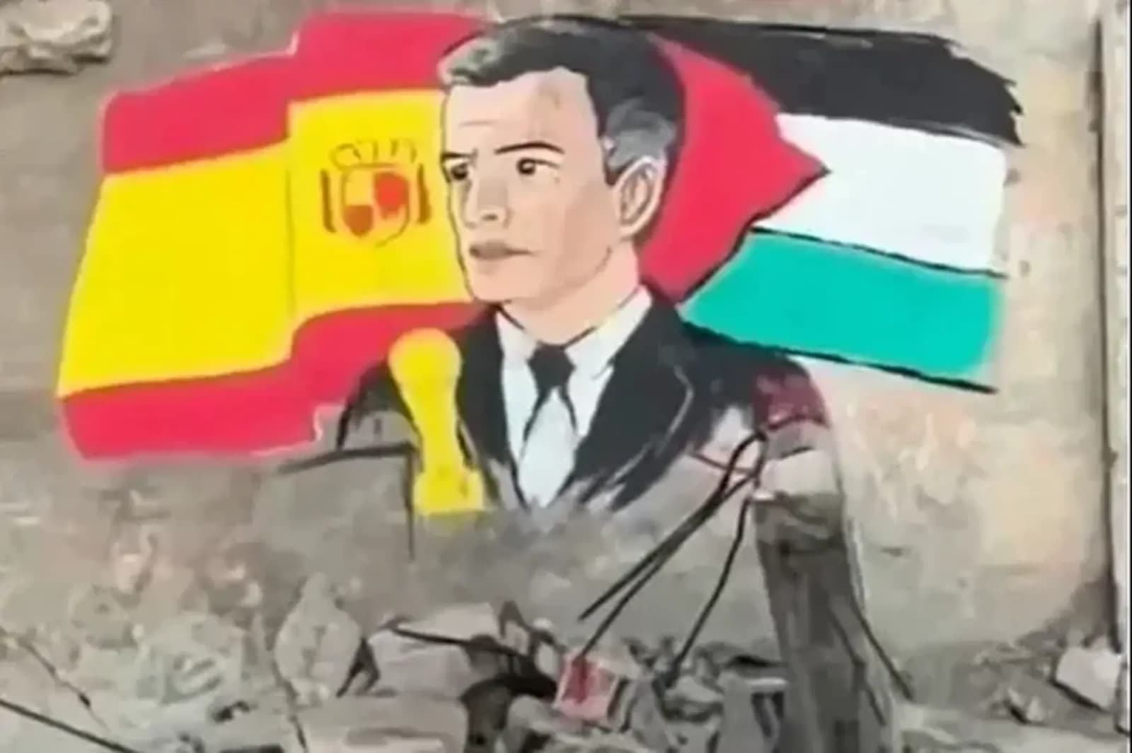 Djevojčica u Gazi naslikala mural s likom španskog premijera - slika 1