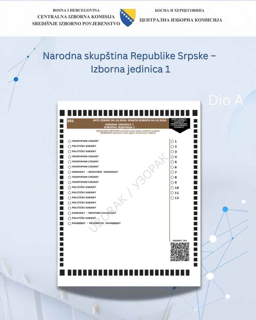 CIK BiH objavio kako će izgledati glasački listići za Opće izbore 2026. godine - slika 4