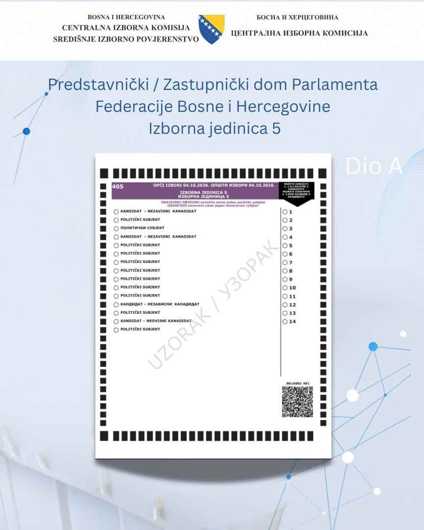 CIK BiH objavio kako će izgledati glasački listići za Opće izbore 2026. godine - slika 5