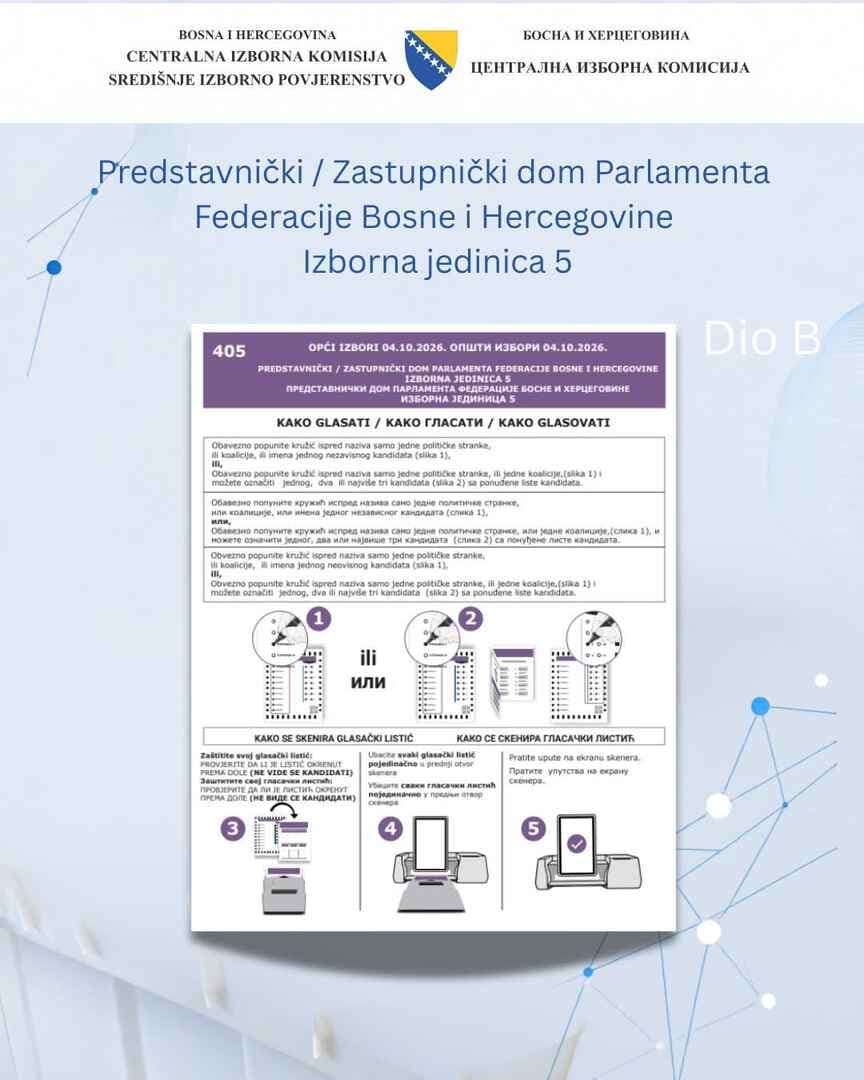 CIK BiH objavio kako će izgledati glasački listići za Opće izbore 2026. godine - slika 6