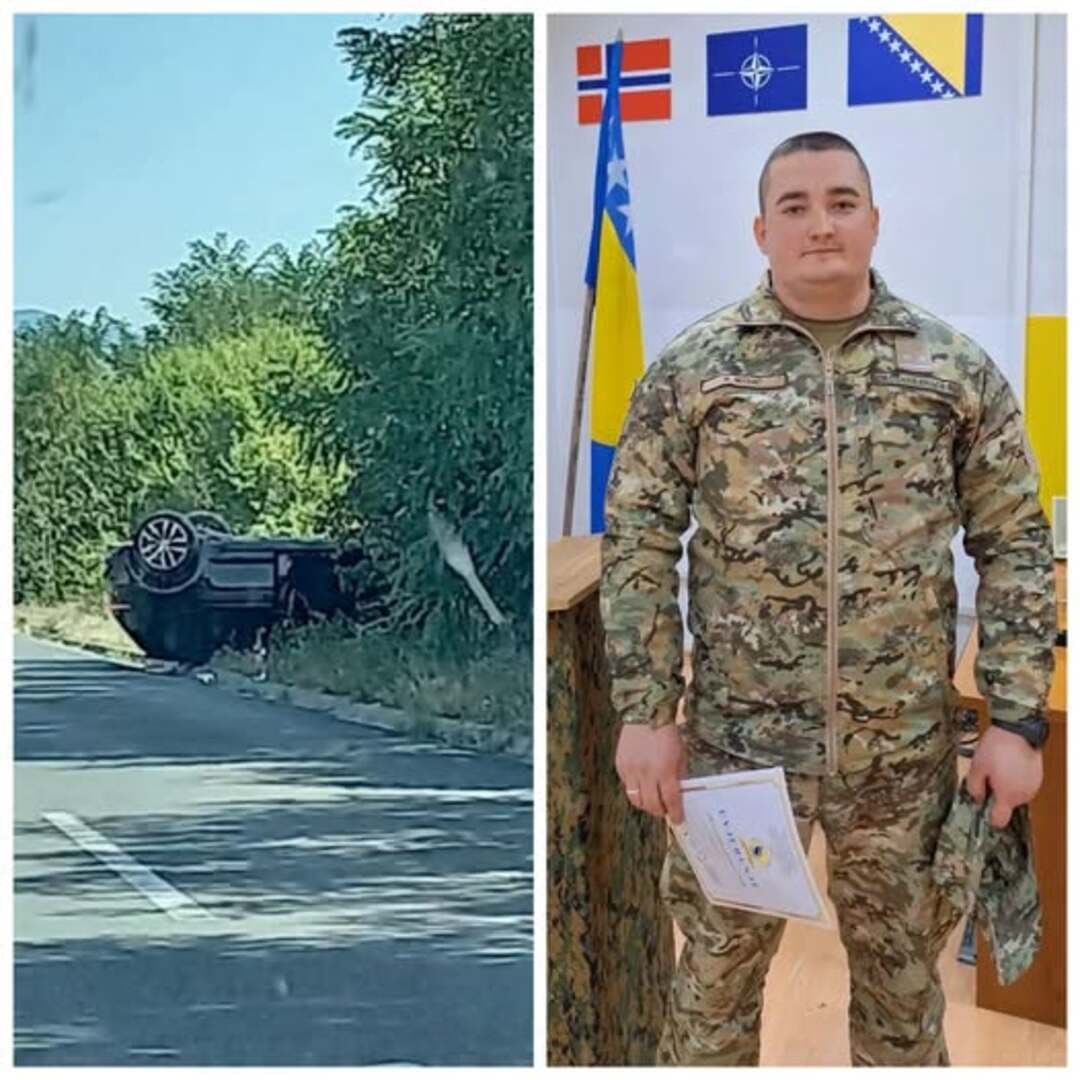 Nedim Mulić, pripadnik Oružanih snaga BiH, iz prevrnutog automobila spasio majku i malu bebu - slika 1