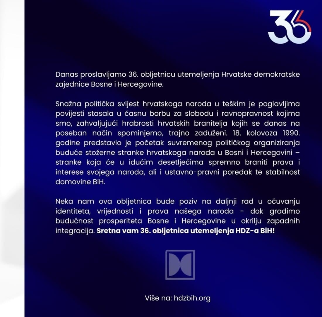 36. godina od osnivanja HDZ-a BiH: Prvi predsjednik bio Srbin. Na čelu stranke bio i ratni zločinac - slika 1