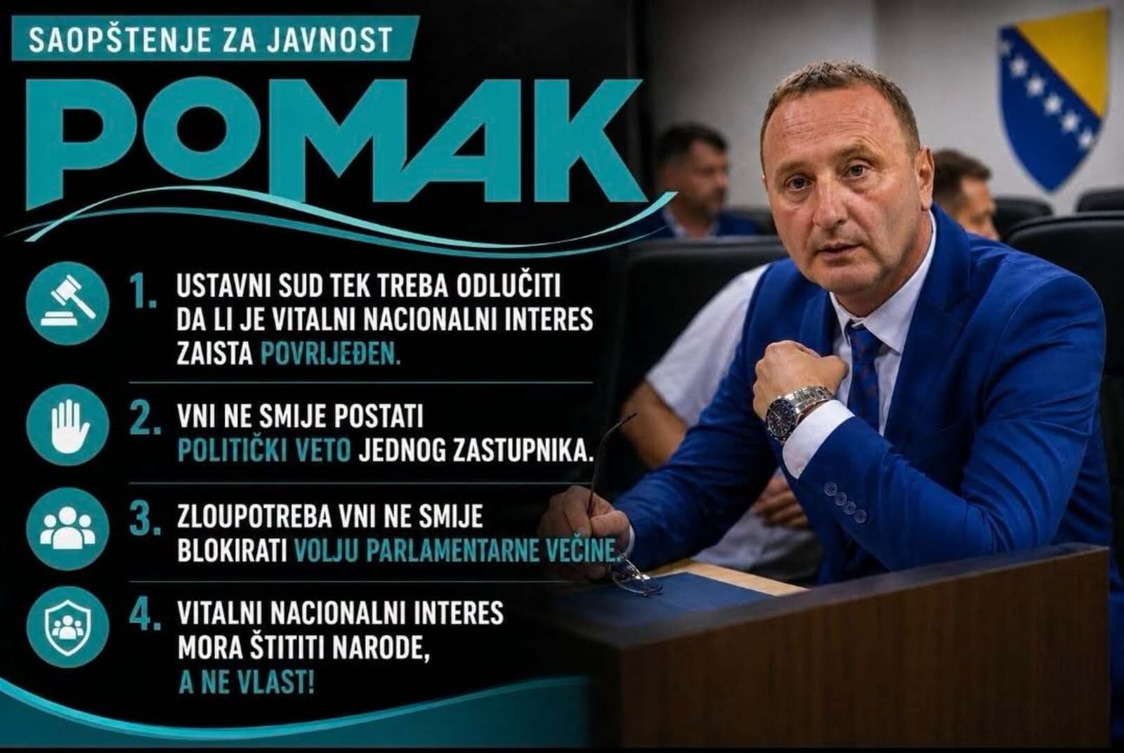 POMAK: Jedan zastupnik ne smije vitalni nacionalni interes pretvoriti u politički veto - slika 1