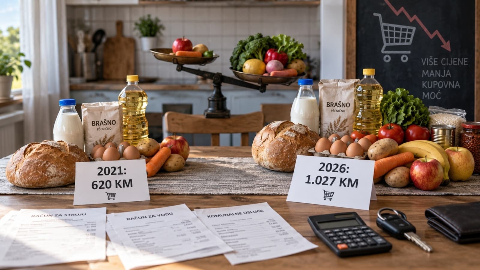 Minimalac porastao na 1.027 KM, ali život još brže poskupio: Potrošačka korpa od 2021. narasla za gotovo 1.300 KM - slika 1