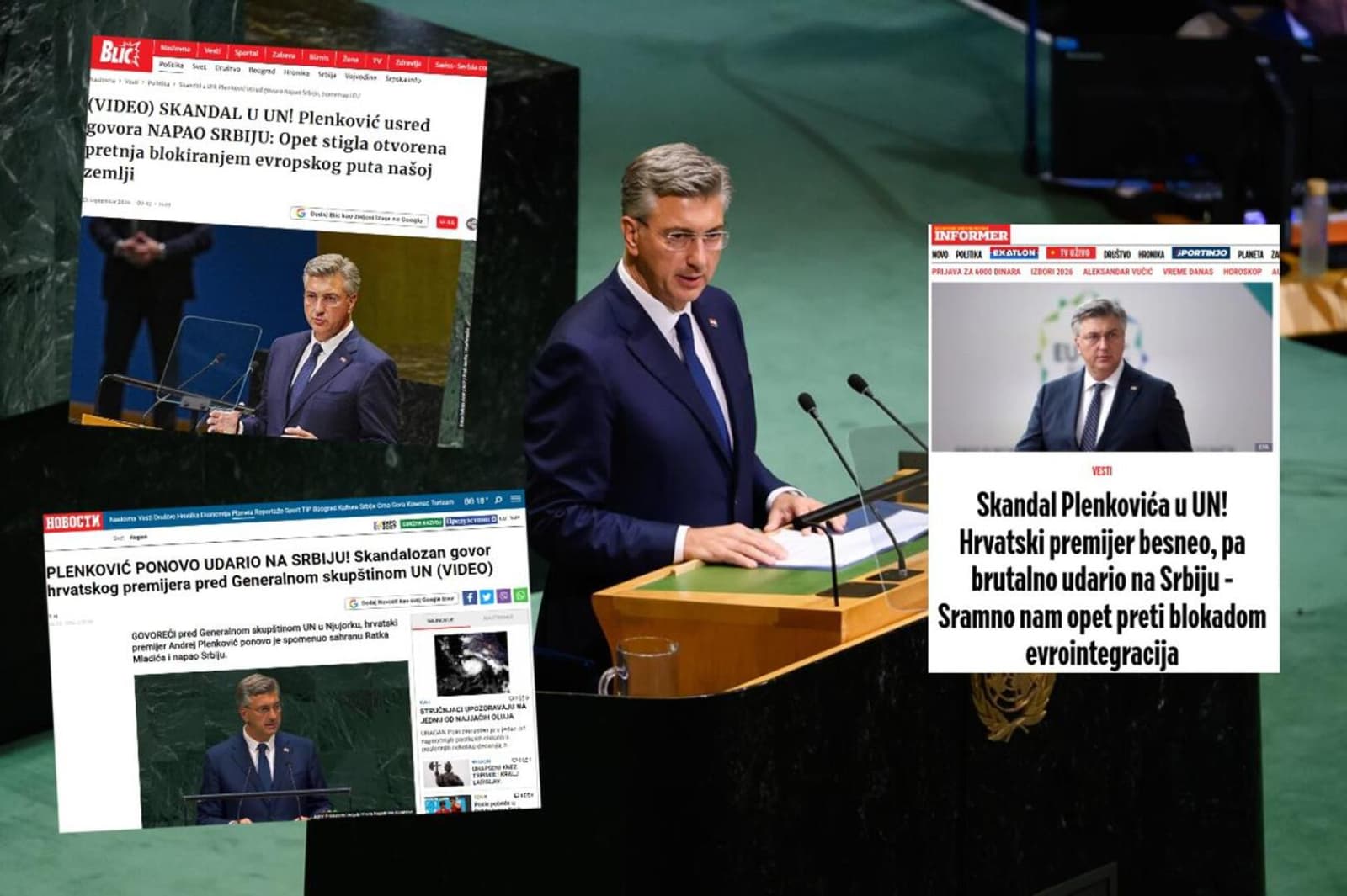 Plenković u UN-u oštro kritikovao Srbiju zbog počasti Ratku Mladiću: Oštre reakcije srbijanskih medija - slika 1