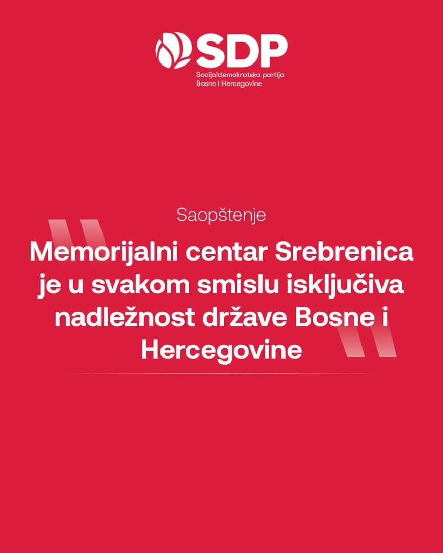 SDP BiH upozorava na mogući upad policije Rs u Memorijalni centar Srebrenica - slika 1