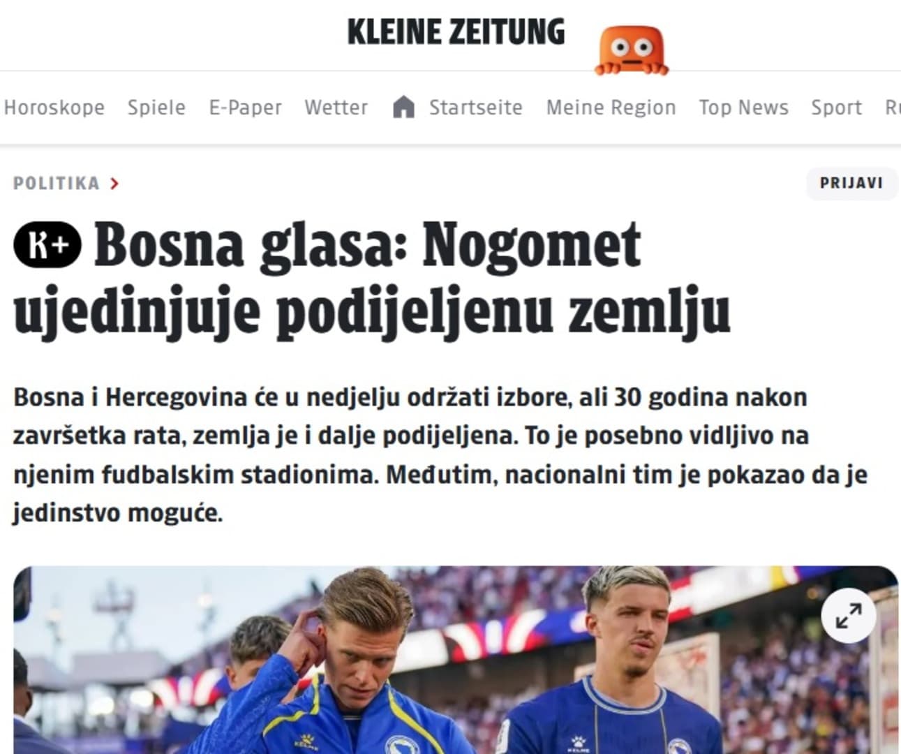 Austrijski list o BiH: Ono što politika ne uspijeva, fudbalska reprezentacija pokazuje da je moguće - slika 1
