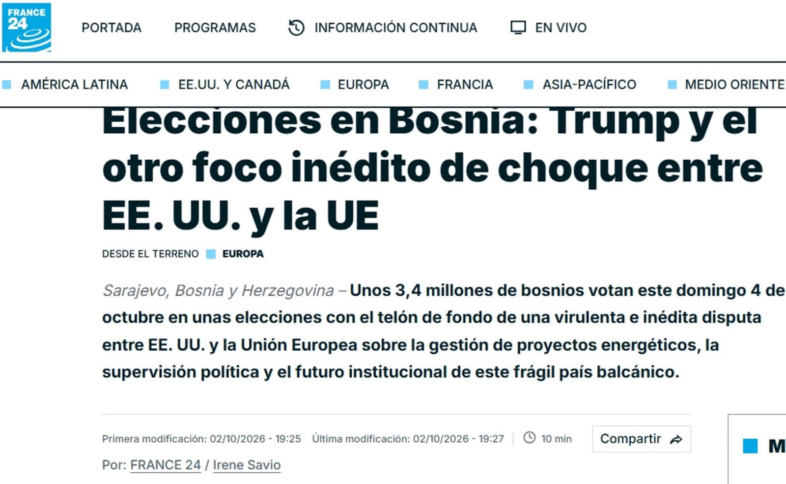 France 24: BiH postala poprište žestokog sukoba SAD-a i EU zbog energetike i političkog utjecaja - slika 1