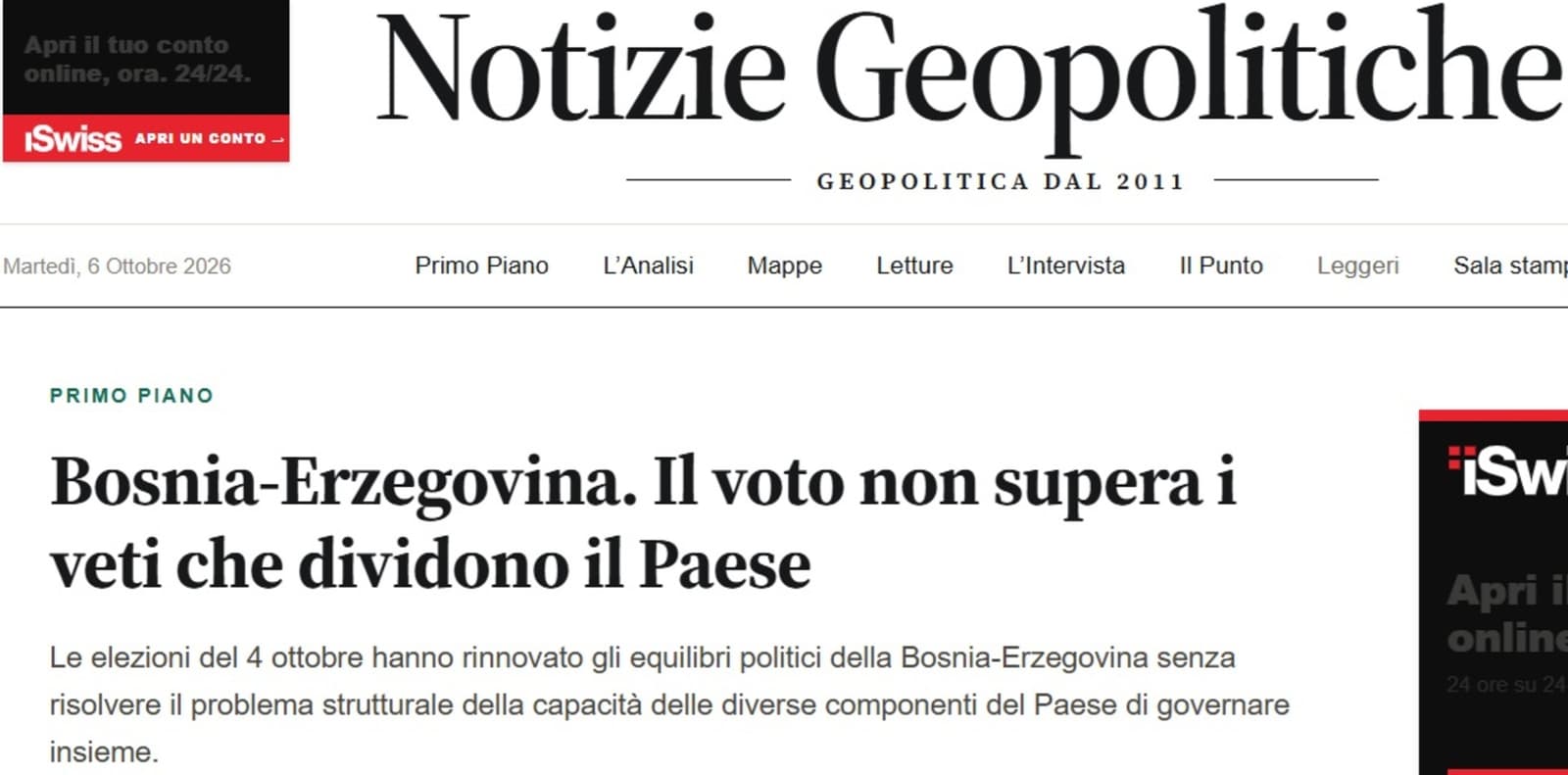 Italijanska analiza: Izbori nisu uklonili veto-politike koje dijele BiH - slika 1