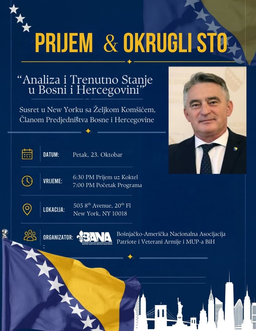 Željko Komšić dolazi u Njujork: Susret s bosanskohercegovačkom zajednicom 23. oktobra - slika 1