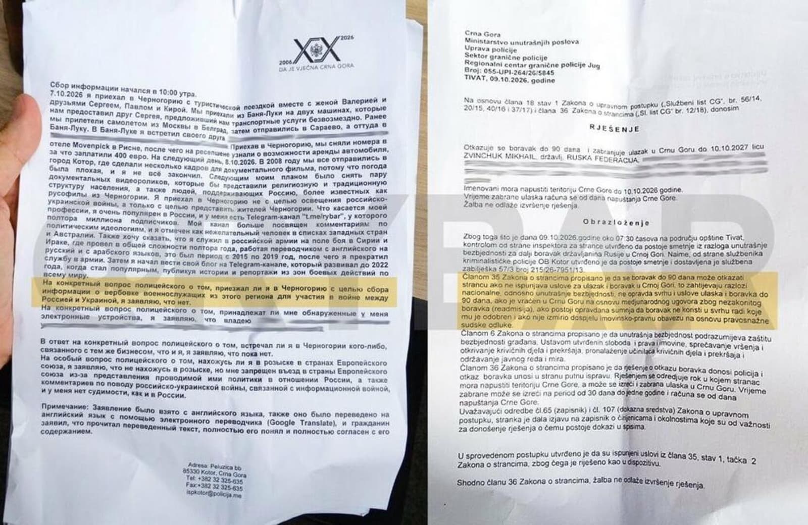 Crna Gora zabranila ulazak ruskom propagandisti Zvinčuku na godinu dana - slika 1