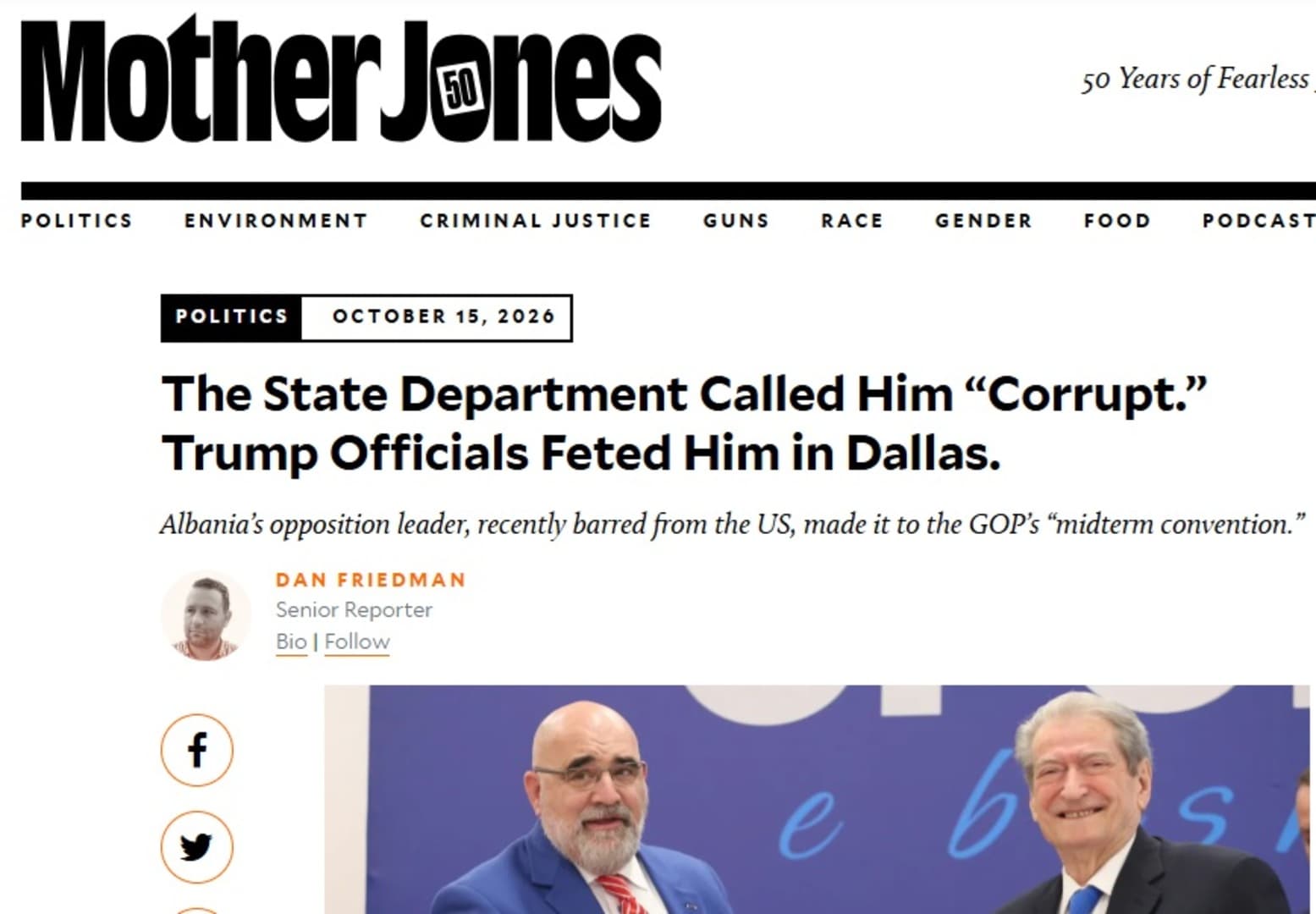 Mother Jones o vezama Albanije i Rs s Trumpovim krugom: Milioni za savjetnike, pitanja o pristupu zvaničnicima - slika 1