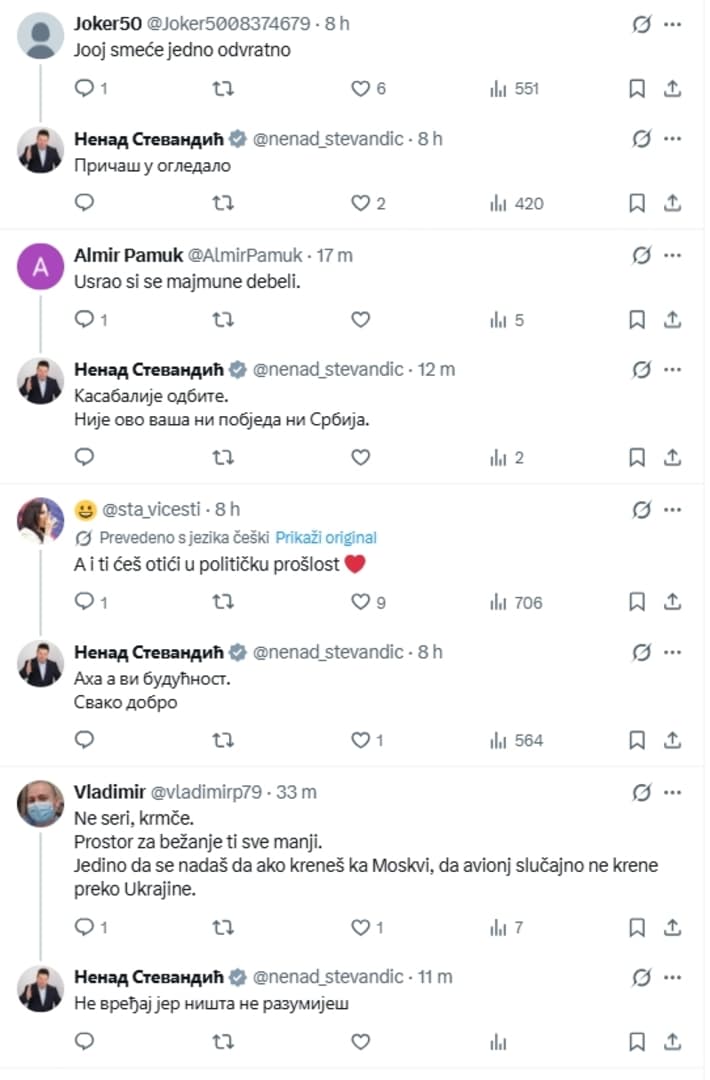 Stevandić vrijeđao ljude na X-u: "Kasabalije odbijte, nije ovo vaša pobjeda" - slika 1