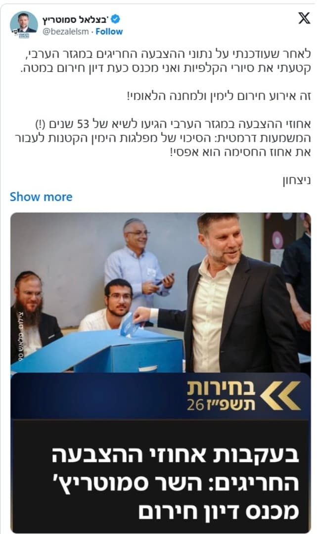 Netanyahu i izraelska desnica upozoravaju na rekordnu izlaznost Arapa: „Ovo je vanredno stanje za desnicu“ - slika 1