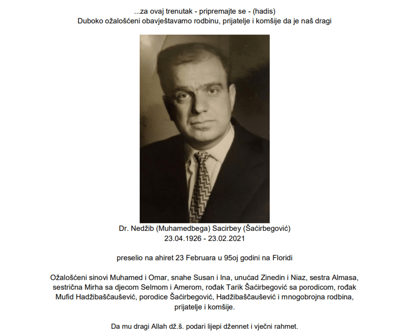Umro Nedžib Šaćirbegović - slika 1