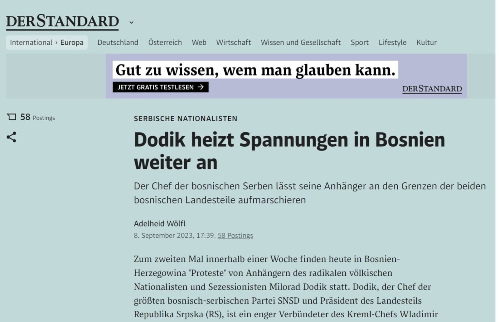 Der Standard: Dodik će zapaliti požar u BiH kad mu to naredi Putin - slika 1