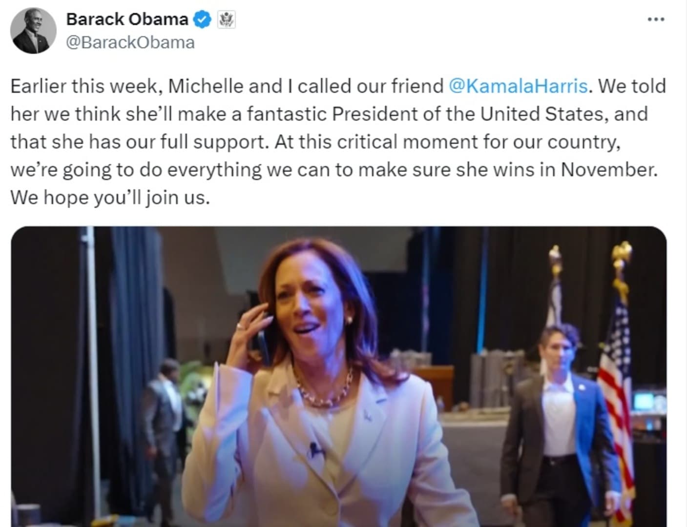 Obama podržao Kamalu Harris - slika 1
