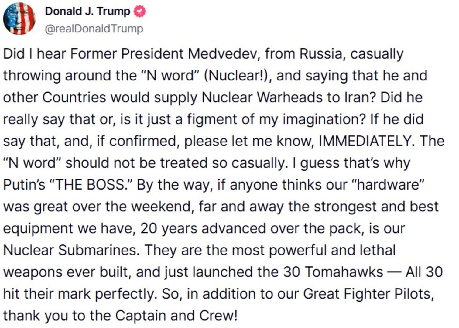 Trump upozorava Medvedeva: Ne igraj se! Pomenuo i nuklearne podmornice SAD - slika 1