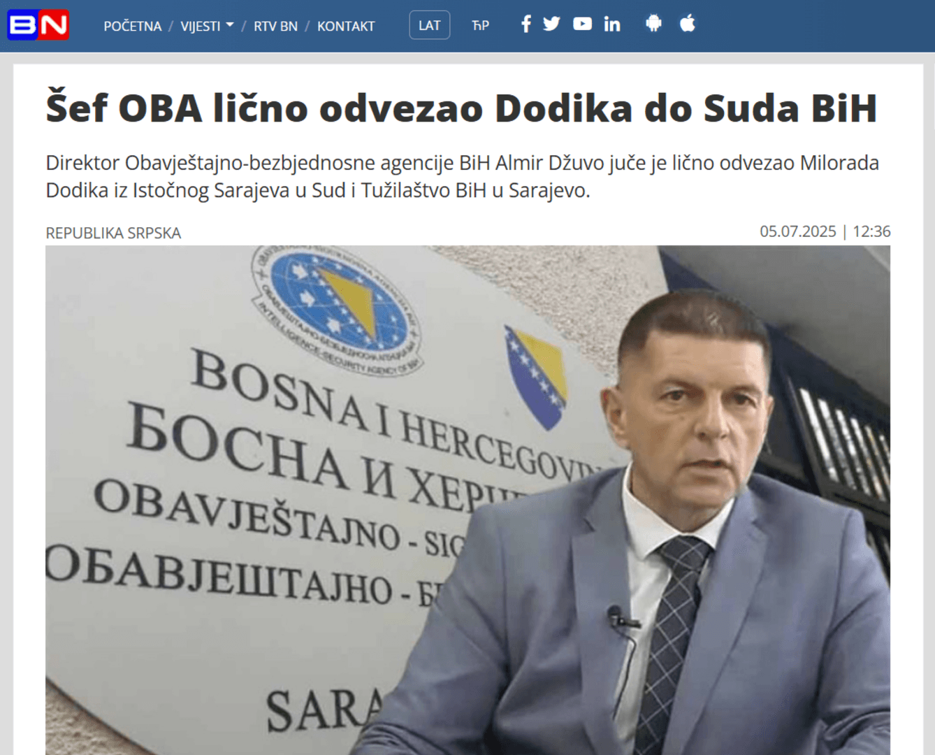 BN tvrdi: Almir Džuvo lično odvezao Dodika pred Sud BiH - slika 1